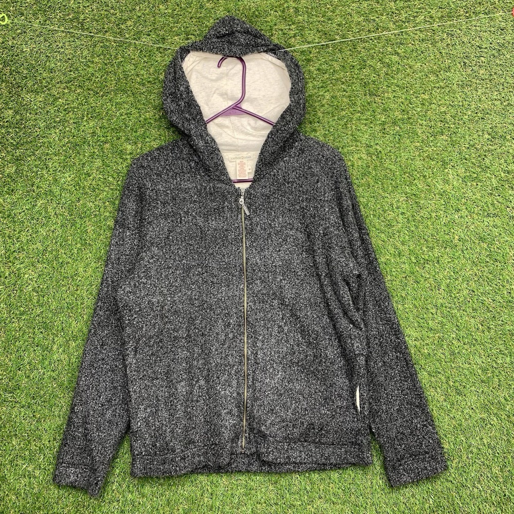 Carbon 2 Cobalt Sweater Womens Medium Full Zip Merino Wool Blend Grey Fuzzy